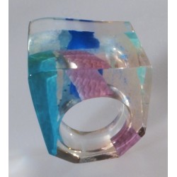 Bluer - Lorenzo Viscidi , Ring, incorporated into the Plexiglas acrylic painting , Contemporary Art,