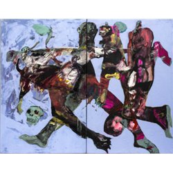 Francky Criquet , panel diptych on canvas, mixed media on canvas, Contemporary Art,